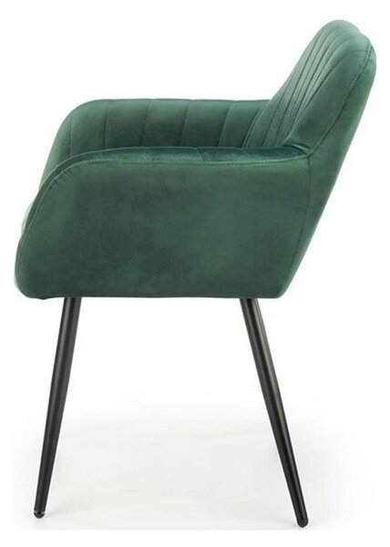 Scaun K429, verde/negru, stofa catifelata/metal, 58x53x80 cm