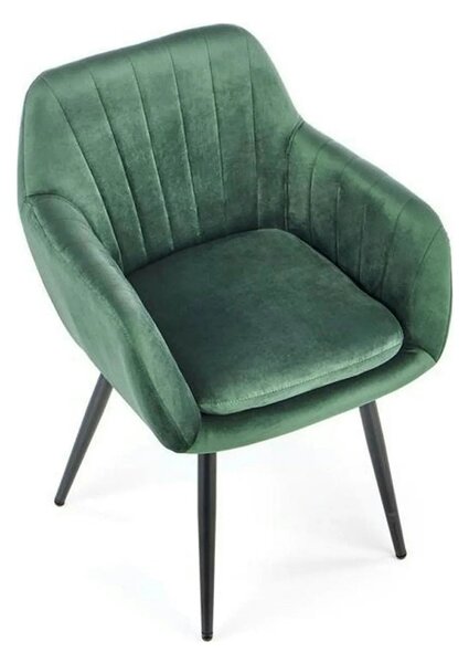 Scaun K429, verde/negru, stofa catifelata/metal, 58x53x80 cm