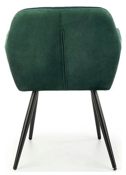Scaun K429, verde/negru, stofa catifelata/metal, 58x53x80 cm