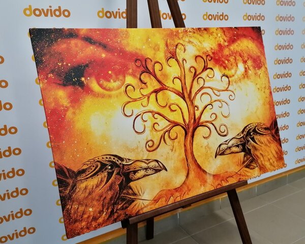 Tablou copac al vieții și corbi