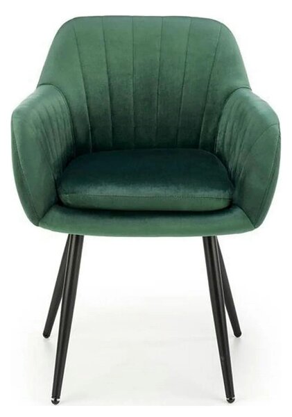Scaun K429, verde/negru, stofa catifelata/metal, 58x53x80 cm