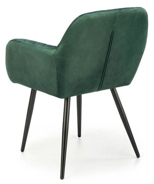 Scaun K429, verde/negru, stofa catifelata/metal, 58x53x80 cm