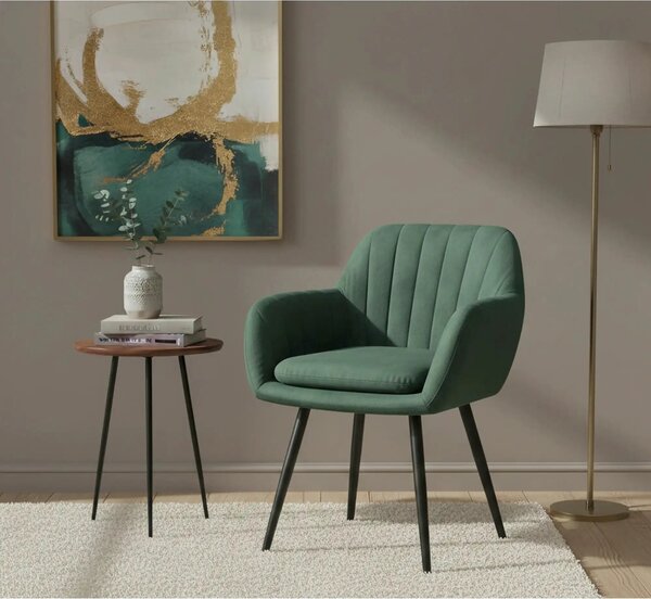 Scaun K429, verde/negru, stofa catifelata/metal, 58x53x80 cm