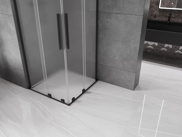 Mexen Velar L Duo, cabină de duș cu ușă glisantă 100 x 100 cm, sticlă mată 8 mm, negru mat, 871-100-100-02-33-70
