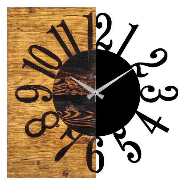 Ceas de perete decorativ din lemn Wooden Nuc 58x3x58 cm