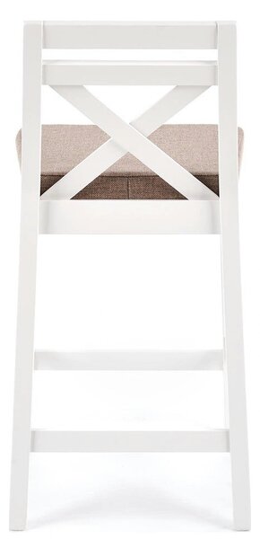 Scaun bar BORYS LOW, bej - Inari 23/alb, stofa/lemn, 41x48x83 cm