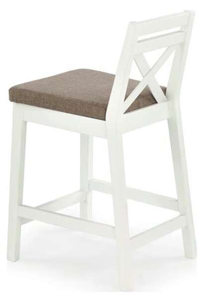 Scaun bar BORYS LOW, bej - Inari 23/alb, stofa/lemn, 41x48x83 cm