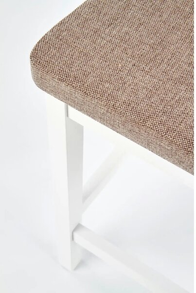 Scaun bar BORYS LOW, bej - Inari 23/alb, stofa/lemn, 41x48x83 cm