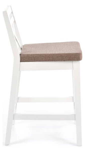 Scaun bar BORYS LOW, bej - Inari 23/alb, stofa/lemn, 41x48x83 cm