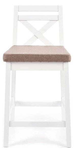 Scaun bar BORYS LOW, bej - Inari 23/alb, stofa/lemn, 41x48x83 cm