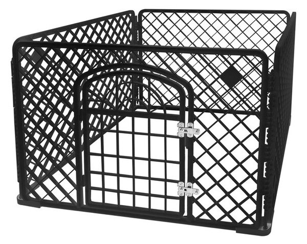 Tarc animale de companie, universal, usa intrare, ABS, 90x90x60 cm, negru