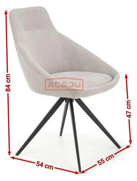 Scaun K431, gri deschis/negru, stofa clasica/metal, 55x54x84 cm