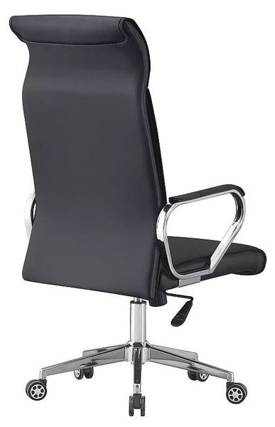 Scaun ergonomic de birou, inaltime reglabila 122-130 cm, piele ecologica, baza otel cromat, negru