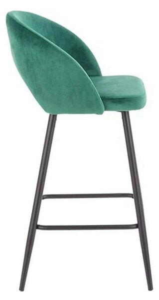 Scaun bar H96, verde inchis/negru, stofa/otel, 48x49x89 cm