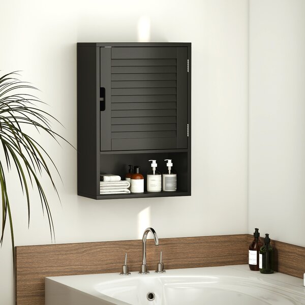 HOMCOM Dulap de Baie, Dulap Suspendat cu Rafturi Reglabile, 40 x 20 x 60 cm, Negru | Aosom Romania