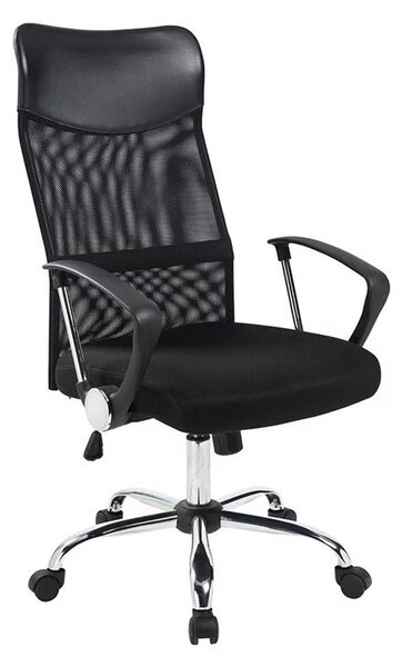 Scaun ergonomic directorial, inaltime reglabila 108-118 cm, spatar inalt, sezut inclinabil, negru
