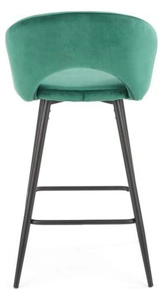 Scaun bar H96, verde inchis/negru, stofa/otel, 48x49x89 cm