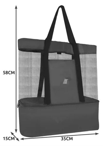 Geanta picnic/plaja, compartiment termoizolant alimente si bauturi, capacitate 20 litri, 58x15x35 cm