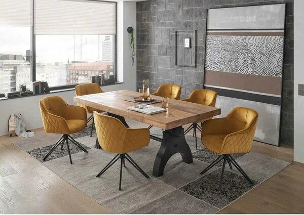 Scaun EMMA, galben/negru, stofa/metal, 59x62x82 cm