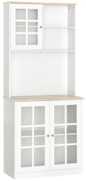 Buffet modern Homcom din lemn MDF alb cu 2 vitrine 80 x 37 x 183 cm