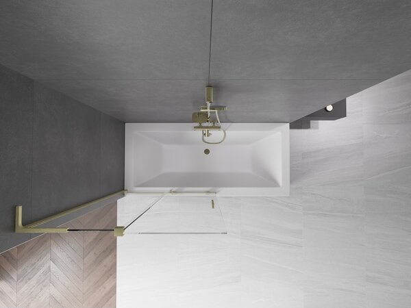 Mexen Velar L, paravan de baie glisant cu 2 aripi 100 x 150 cm, sticlă transparentă de 8 mm, profil auriu mat, 896-100-003-01-55