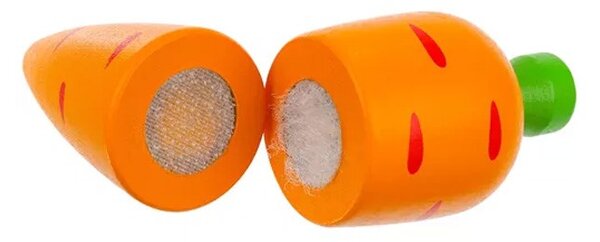 Ladita cu legume de taiat, 9 elemente din lemn, reconectare cu velcro, multicolor