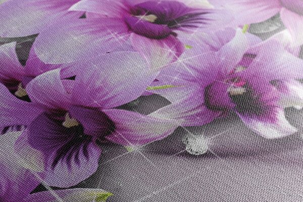 Tablou flori violete pe fundal abstract