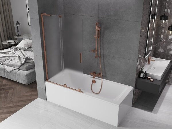 Mexen Velar L, paravan de baie glisant cu 2 aripi 100 x 150 cm, sticlă mată 8 mm, aur roz, 896-100-003-31-60