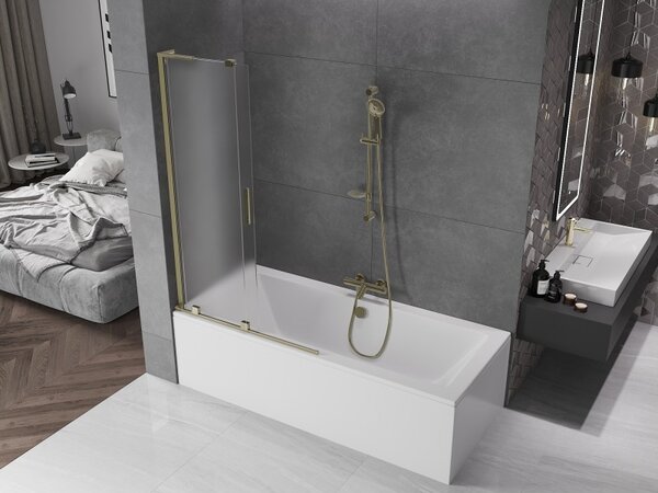 Mexen Velar L, paravan de baie glisant cu 2 aripi 110 x 150 cm, sticlă mată 8 mm, auriu strălucitor, 896-110-003-31-50