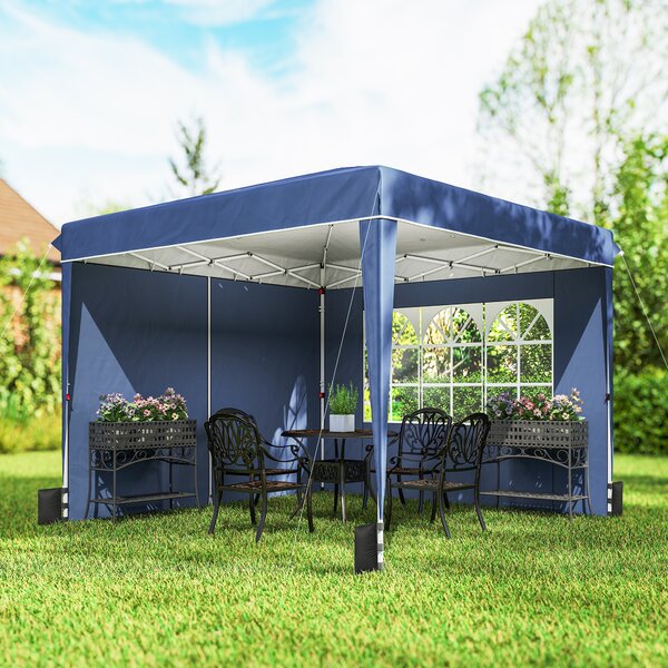 Outsunny Pavilion 3x3 m Pliabil Pop Up cu Înălțime Reglabilă, Pavilion de Grădină cu Pereți Laterali, Saci de Nisip, Geantă de Transport, UV50+, pentru Exterior Camping Petreceri, Albastru Închis | Aosom Romania