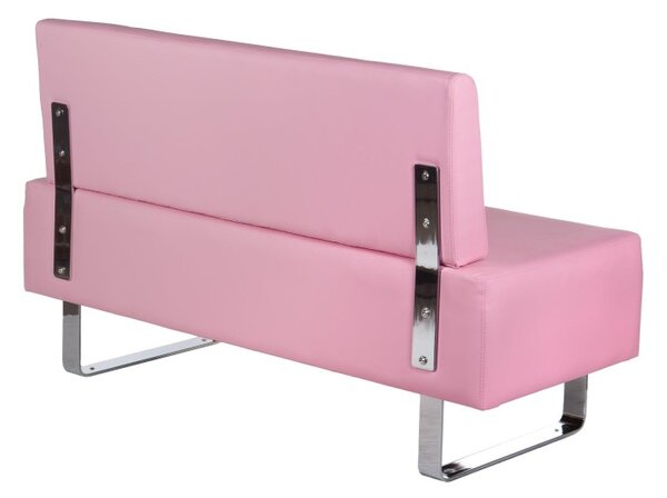 Canapea sala de asteptare salon, latime 140 cm, adancime 50 cm, tapiterie roz piele eco