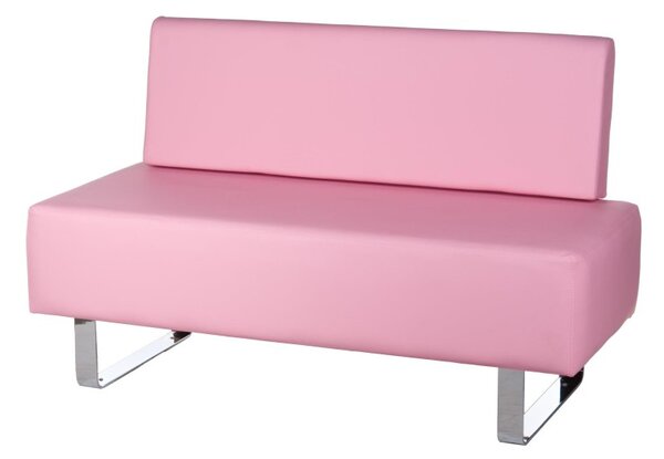 Canapea sala de asteptare salon, latime 140 cm, adancime 50 cm, tapiterie roz piele eco