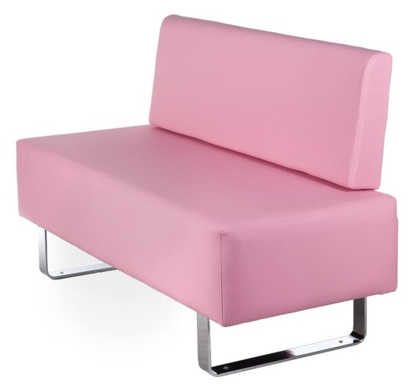 Canapea sala de asteptare salon, latime 140 cm, adancime 50 cm, tapiterie roz piele eco