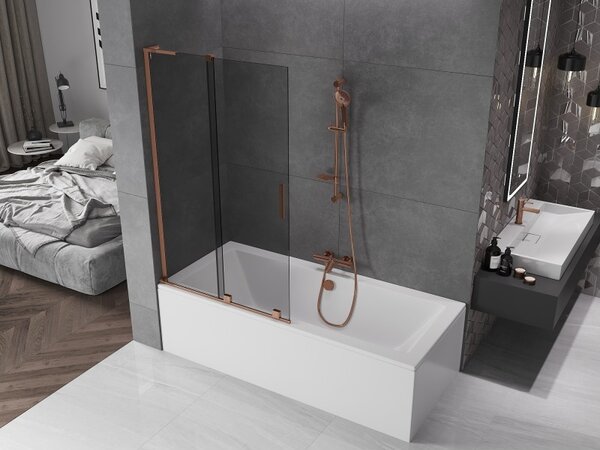 Mexen Velar L, paravan de baie glisant cu 2 aripi 100 x 150 cm, sticlă gri 8 mm, aur roz, 896-100-003-41-60