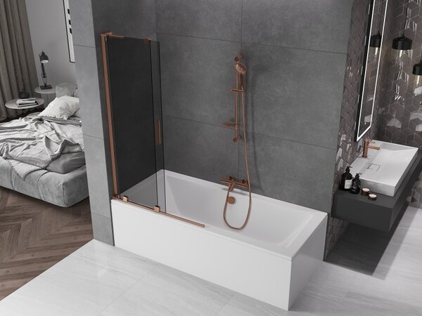 Mexen Velar L, paravan de baie glisant cu 2 aripi 100 x 150 cm, sticlă gri 8 mm, aur roz, 896-100-003-41-60