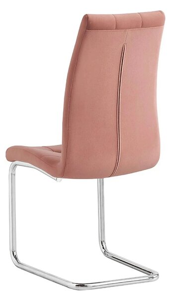 Scaun bucatarie SALOMA NEW, stofa catifelata roz, 42x56,5x105 cm
