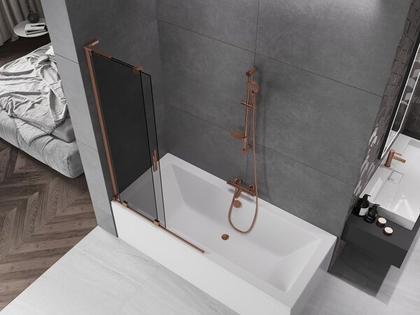 Mexen Velar L, paravan de baie glisant cu 2 aripi 100 x 150 cm, sticlă gri 8 mm, aur roz, 896-100-003-41-60