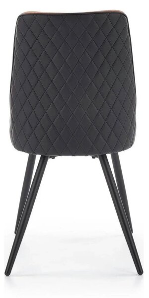 Scaun tapitat K323, maro/negru, piele ecologica/metal, 45x59x88 cm