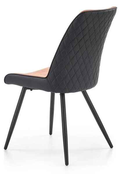 Scaun tapitat K323, maro/negru, piele ecologica/metal, 45x59x88 cm