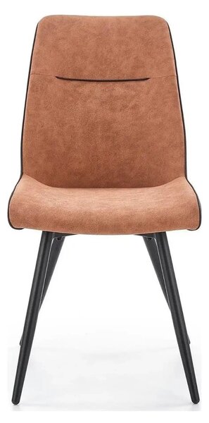 Scaun tapitat K323, maro/negru, piele ecologica/metal, 45x59x88 cm