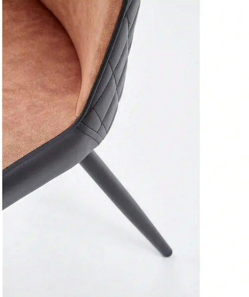 Scaun tapitat K323, maro/negru, piele ecologica/metal, 45x59x88 cm