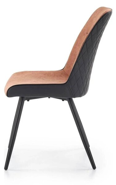 Scaun tapitat K323, maro/negru, piele ecologica/metal, 45x59x88 cm