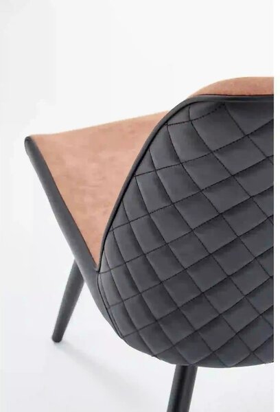 Scaun tapitat K323, maro/negru, piele ecologica/metal, 45x59x88 cm