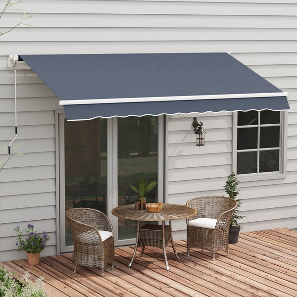 Outsunny 3,6 x 2,5 m Copertină Retractabilă cu Manivelă pentru Terasă, Grădină, Alb Crem | Aosom Romania