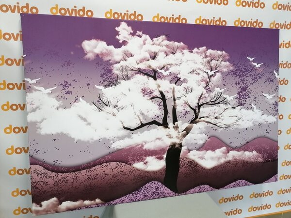 Tablou copac pierdut în nori