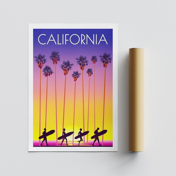 Poster A4 California Multicolor 21x29.7 cm