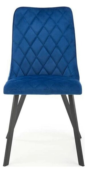 Scaun K450, albastru/negru, stofa catifelata/metal, 44x58x85 cm