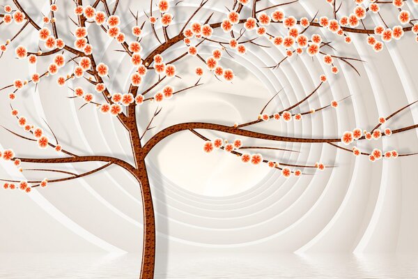 Tablou copac modern pe fundal abstract