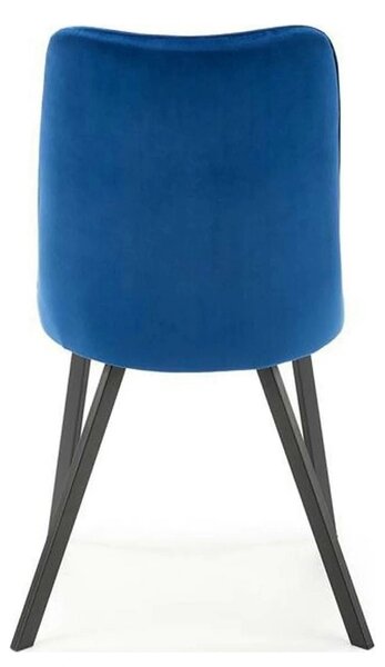 Scaun K450, albastru/negru, stofa catifelata/metal, 44x58x85 cm