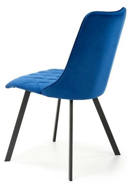 Scaun K450, albastru/negru, stofa catifelata/metal, 44x58x85 cm